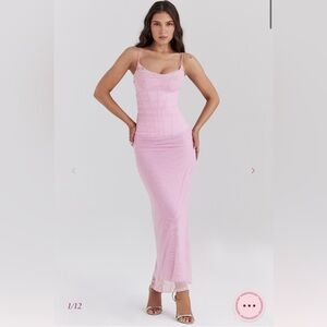 NWOT house of cb nalini cotton candy corset maxi dress